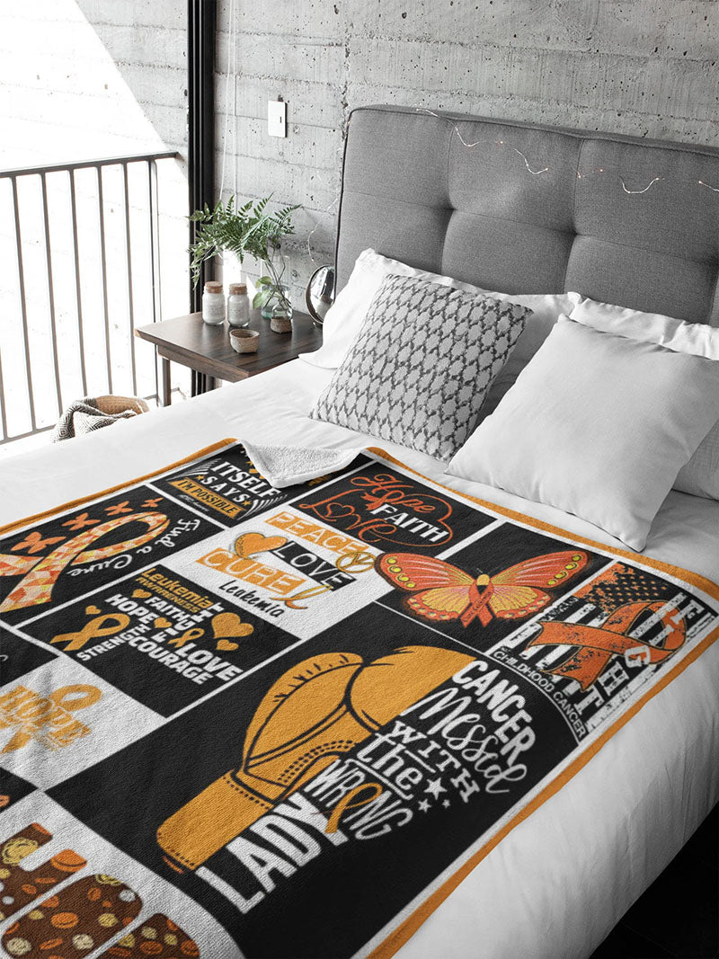 Leukemia Cancer Awareness Blanket, Leukemia Fighter Blanket, Orange Ribbon Blanket, Leukemia Warrior Blanket, Leukemia Support Blanket Secondary image
