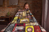 Vintage Indian Motorcycle Blanket, Biker Blanket, Motorbike Fleece Sherpa Blanket, American Motorcycle Blanket, Retro Motorcycle Blanket