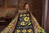 You Are My Sunshine Sunflower Blanket, Sunflower Fleece Sherpa Blanket, Daughter Blanket, Sunflower Mom Blanket, Daughter Birthday Gift