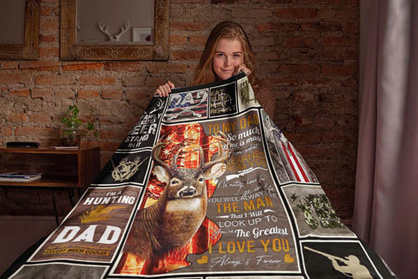 Deer Hunting Blanket, Hunting Dad Fleece Sherpa Blanket, Deer Hunter Blanket, Deer Lover Blanket, Hunting Dad Gift, Husband Blanket