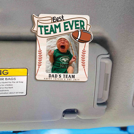 Personalized Football Dad Photo Car Visor Clip, Custom Football Dad Gift, Photo Car Visor Clip, Father’s Day Picture Frame, Gift For Dad Secondary image