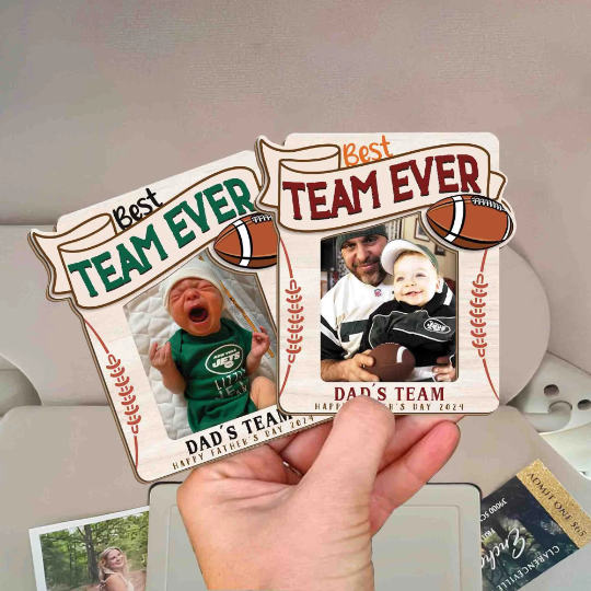 Personalized Football Dad Photo Car Visor Clip, Custom Football Dad Gift, Photo Car Visor Clip, Father’s Day Picture Frame, Gift For Dad Main image