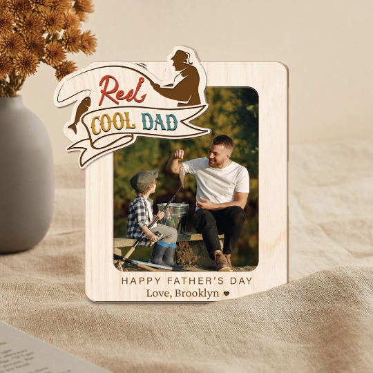 Personalized Fishing Dad Photo Car Visor Clip, Custom Grandpa Picture Frame Gift, Father's Day Gift, Photo Car Accessory, Gift For Dad Main image