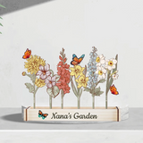 Personalized Wood Birth Flowers Garden, Custom Grandma's Garden Gift, Mom Wooden Sign, Gifts for Mom, Birth Flower Sign, Mother's Day Gift