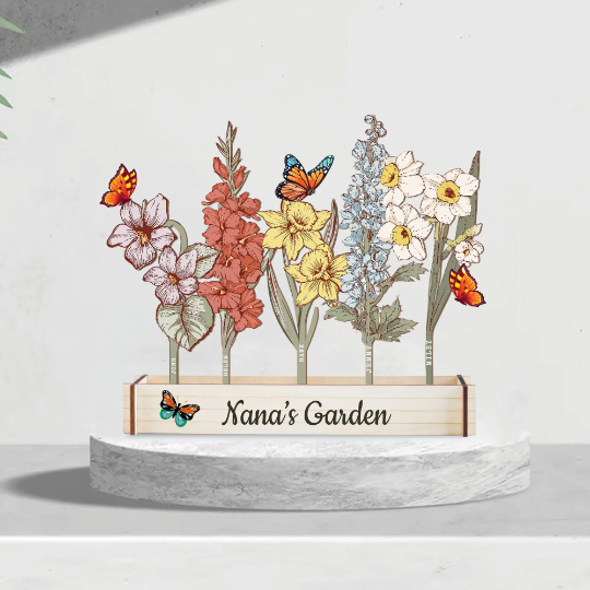 Personalized Wood Birth Flowers Garden, Custom Grandma's Garden Gift, Mom Wooden Sign, Gifts for Mom, Birth Flower Sign, Mother's Day Gift Secondary image