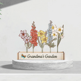 Personalized Laser Engraved Birth Flowers Garden, Grandma's Garden Gift, Wooden Flower Decor, Gifts for Mom, Mother's Day Gift