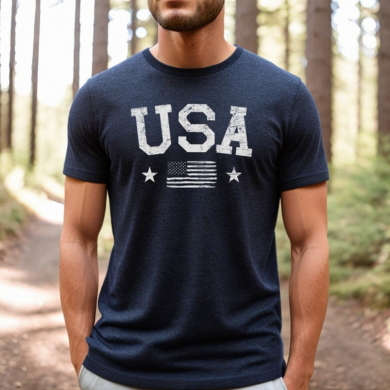 USA distressed Tshirt, 4th o July Shirt, USA Men's shirt, 4th of July t-Shirt, America Patriotic Shirt, Men's 4th of July tee, Men's USA tee Secondary image