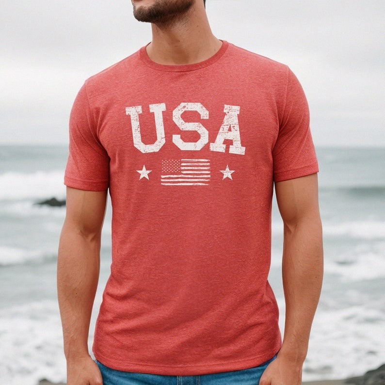 USA distressed Tshirt, 4th o July Shirt, USA Men's shirt, 4th of July t-Shirt, America Patriotic Shirt, Men's 4th of July tee, Men's USA tee Main image