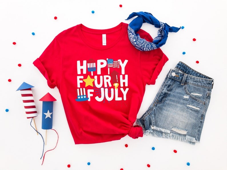 Happy Fourth of July Shirt, 4th Of July T-shirt, Fourth of July Shirt, Independence Day Shirt, Retro America Shirt, American Flag Shirt Secondary image