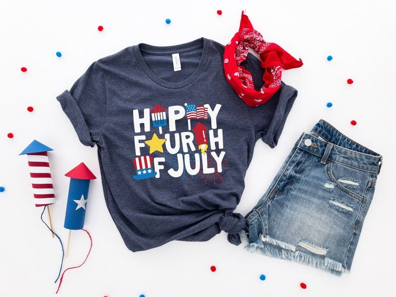 Happy Fourth of July Shirt, 4th Of July T-shirt, Fourth of July Shirt, Independence Day Shirt, Retro America Shirt, American Flag Shirt Main image