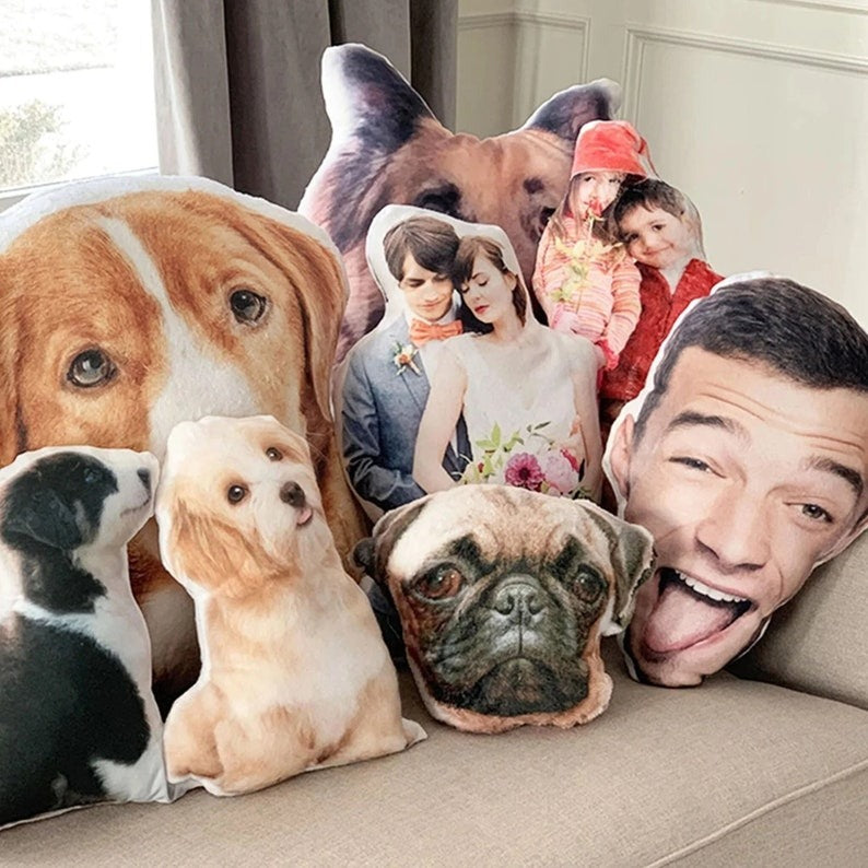 Custom Shaped Pillow From Photo, Personalized 3D Pillow, Custom Pet Gift, Custom Face Pillow,Dog Cat Pillow, Pillow Gift For Dad Mom Her Him Main image