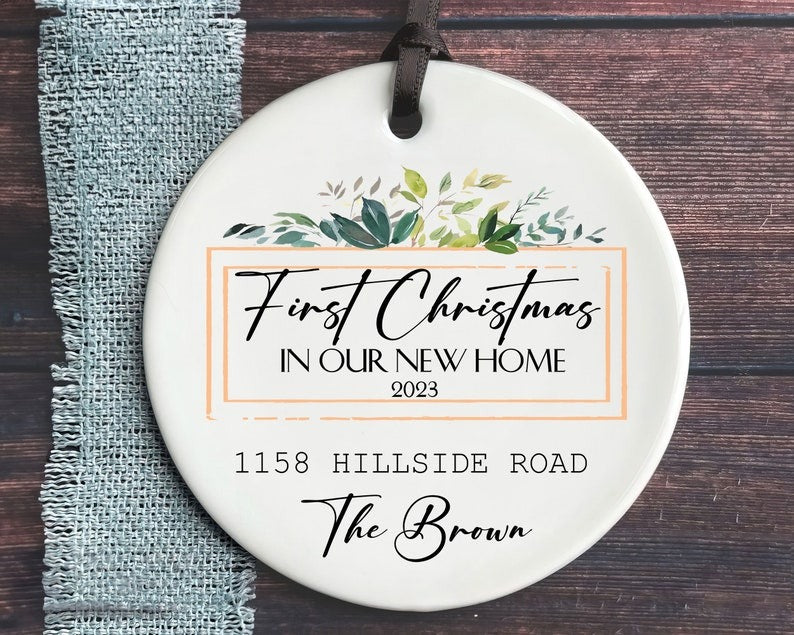 Personalized New Home Ornament, New Home Christmas Ornament, Wreath New House Ornament