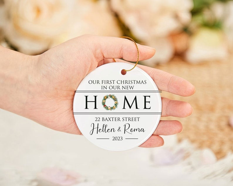 Personalized New Home Ornament, New Home Christmas Ornament, Wreath New House Ornament Secondary image