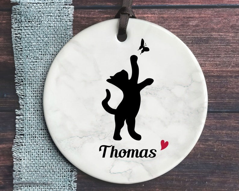 Personalized Cat Loss Ornament, Cat Name Memorial Ornament, Loss of Cat, Pet Loss Gift, Cat Condolence Gift, Christmas Decor Cat Lovers Gift Main image