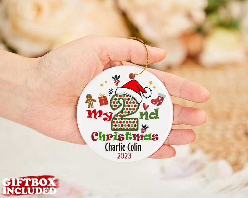 Personalized My Second Christmas Ornament, Baby's Second Christmas Ornament, Custom Name Baby Ornament, Toddler Christmas Ornament Main image