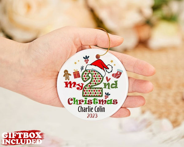 Personalized My Second Christmas Ornament, Baby's Second Christmas Ornament, Custom Name Baby Ornament, Toddler Christmas Ornament