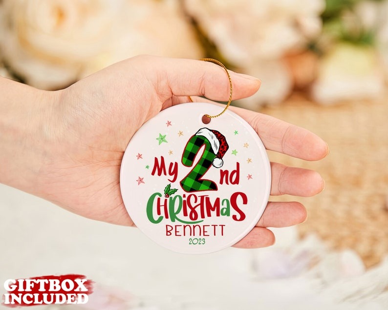 Personalized My Second Christmas Ornament, Baby's Second Christmas Ornament, Custom Name Baby Ornament, Toddler Christmas, 2nd Christmas Main image