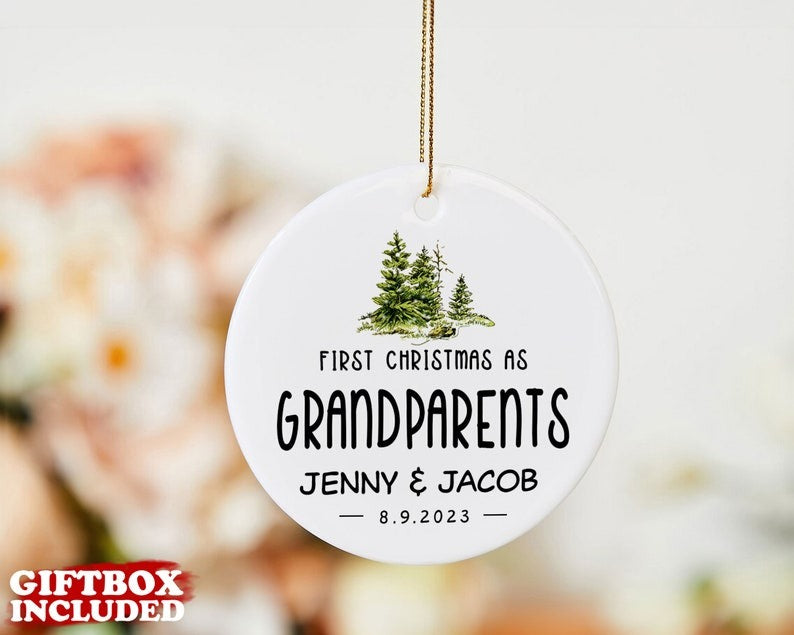 Customized First Christmas As Grandparents Ornament, Grandma Christmas Gift, Grandpa Gift, Christmas Family Ornament, Christmas Tree Decor Secondary image