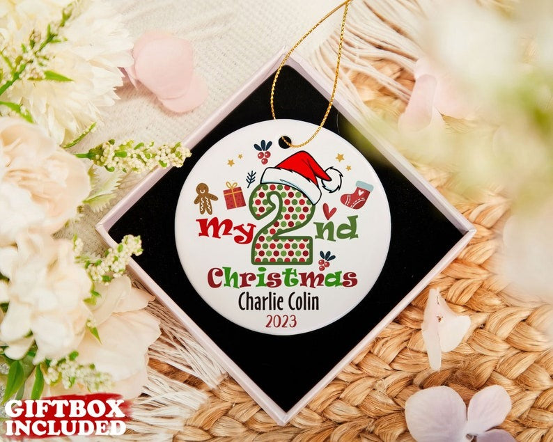 Personalized My Second Christmas Ornament, Baby's Second Christmas Ornament, Custom Name Baby Ornament, Toddler Christmas Ornament Secondary image