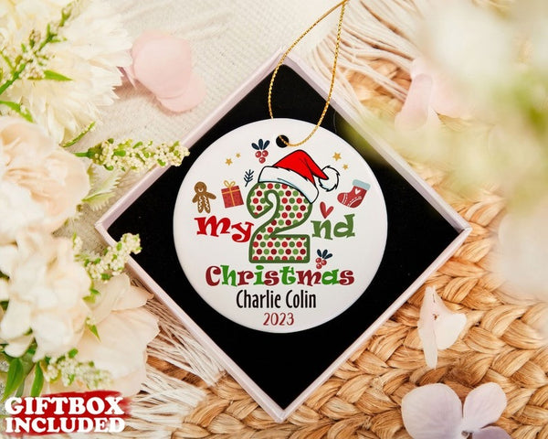 Personalized My Second Christmas Ornament, Baby's Second Christmas Ornament, Custom Name Baby Ornament, Toddler Christmas Ornament