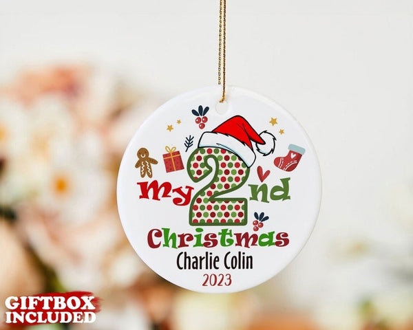 Personalized My Second Christmas Ornament, Baby's Second Christmas Ornament, Custom Name Baby Ornament, Toddler Christmas Ornament