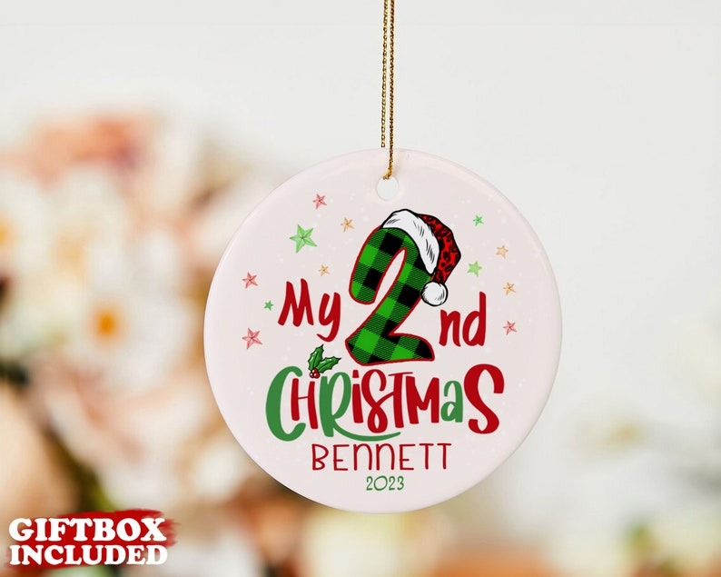 Personalized My Second Christmas Ornament, Baby's Second Christmas Ornament, Custom Name Baby Ornament, Toddler Christmas, 2nd Christmas Secondary image