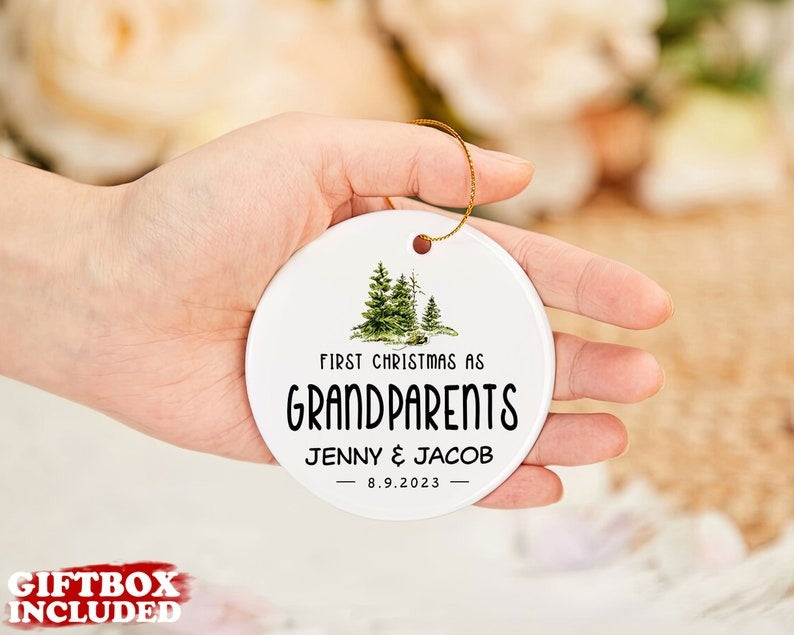 Customized First Christmas As Grandparents Ornament, Grandma Christmas Gift, Grandpa Gift, Christmas Family Ornament, Christmas Tree Decor Main image