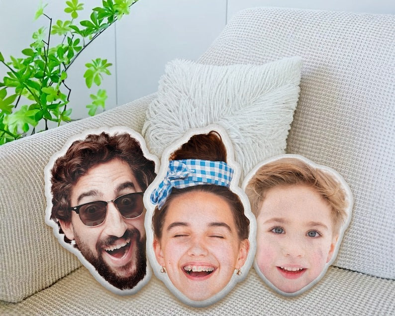Personalized Face Photo Shape Pillow Case, Bestfriend Picture Pillow, Family Photo Pillow, Baby Picture Pillow, Gift For Grandpa/Grandma Main image