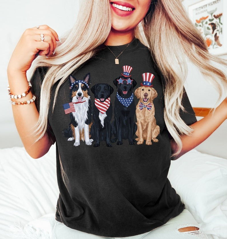 4th of July Dog Shirt, Dog Lover Gift, Fourth of July Dog T-shirts, Independence Day Shirt, Patriotic Shirt, Dog Mom Shirt, USA Flag Shirts Secondary image