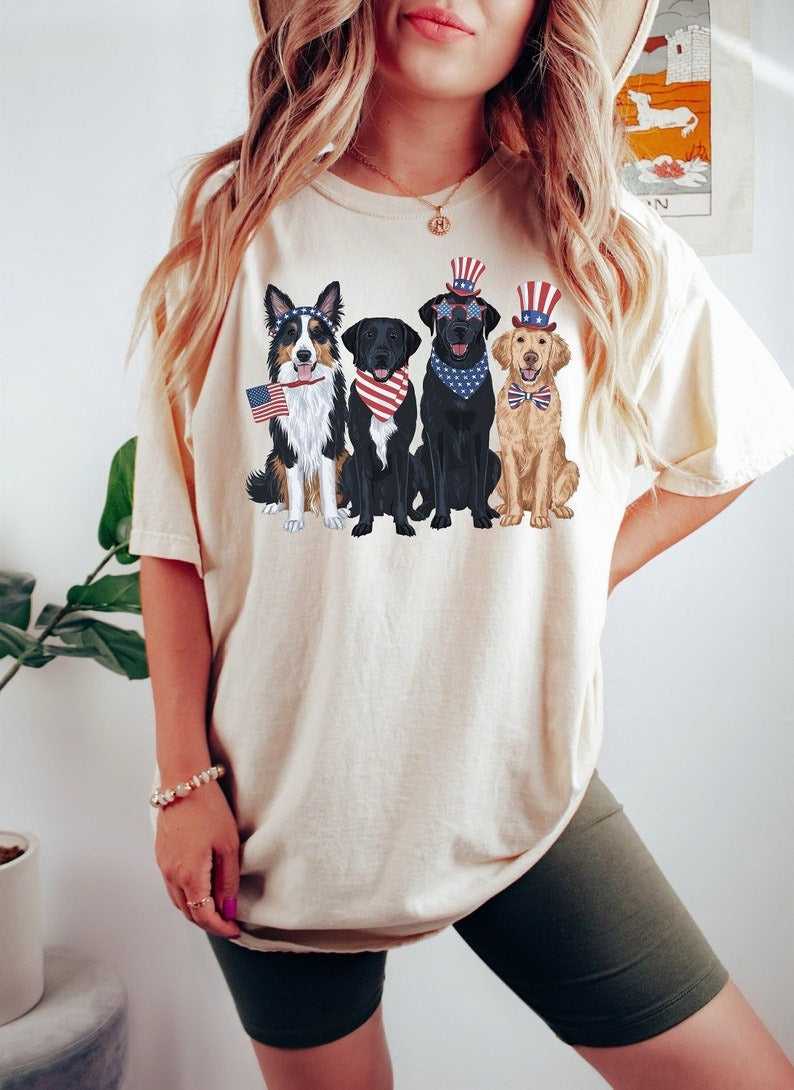 4th of July Dog Shirt, Dog Lover Gift, Fourth of July Dog T-shirts, Independence Day Shirt, Patriotic Shirt, Dog Mom Shirt, USA Flag Shirts Main image