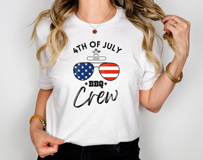 Fourth of July BBQ Shirt, Patriotic shirt, Family Crew Shirt, BBQ Crew, 4th of July Party Celebration, Matching shirts, BBQ Shirt, Unisex Secondary image
