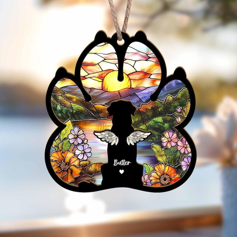 Personalized Dog Loss Sympathy Gift, Custom Dog Memorial Suncatcher