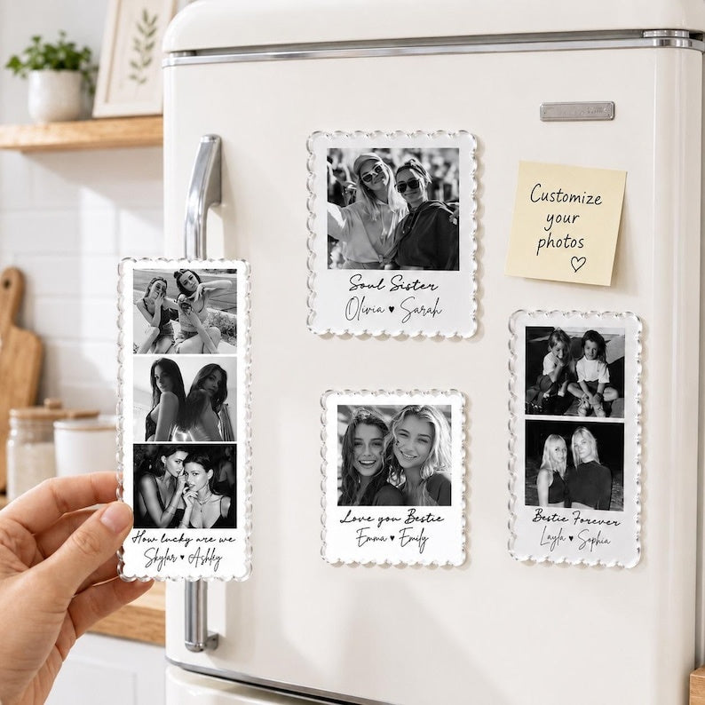 Custom Bestie Photo Strip Fridge Magnet, Bestie Birthday Gift, Friendship Gift