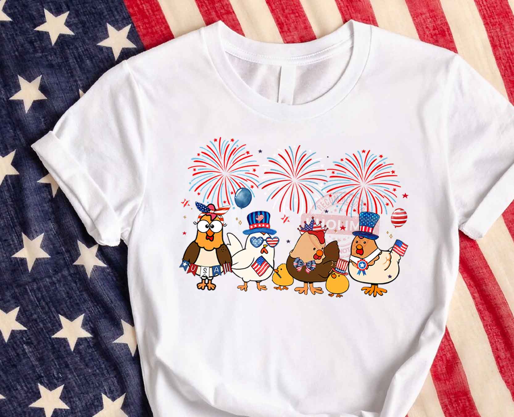 Chicken 4th July Shirt, American Flag Shirt, Chicken Lover Shirt, Independence Shirt, Western Shirt, Farm Animals Shirt, Patriotic Shirt Main image