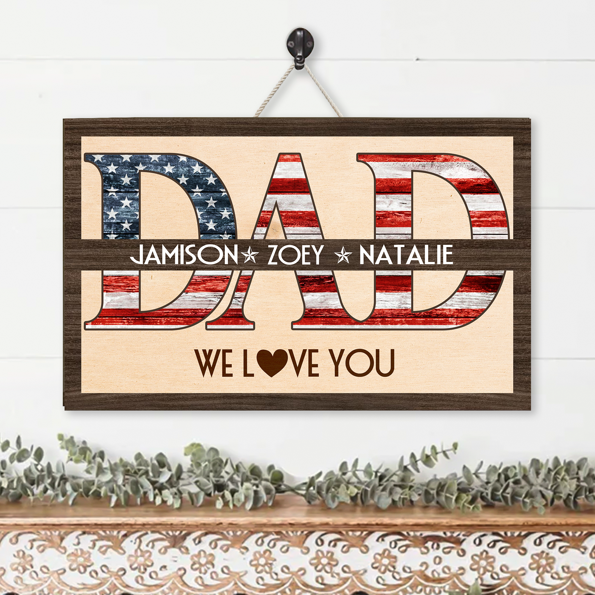 Personalized Dad Sign With Kids Names, Custom Dad Wood Sign, Father's Day Gift, Best Dad Gift, Gift For Dad, Gift For Husband Main image