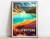 Grand Prismatic Spring Poster, Yellowstone National Park Poster, US National Parks Poster, Travel Poster, Adventure Art, Nature Lover Gift