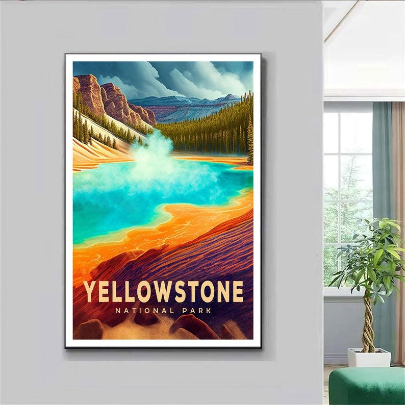 Grand Prismatic Spring Poster, Yellowstone National Park Poster, US National Parks Poster, Travel Poster, Adventure Art, Nature Lover Gift Secondary image