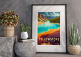 Grand Prismatic Spring Poster, Yellowstone National Park Poster, US National Parks Poster, Travel Poster, Adventure Art, Nature Lover Gift